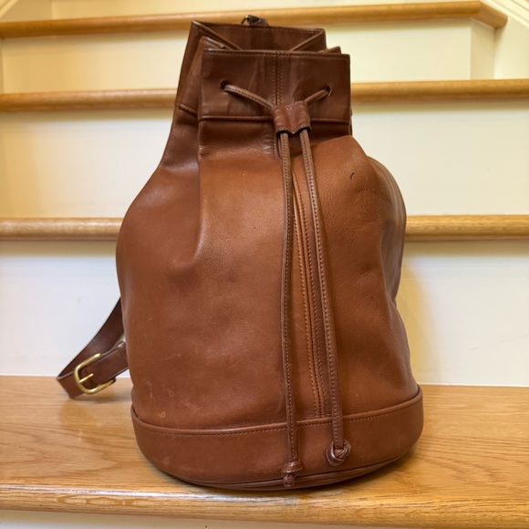 Vintage Coach Drawstring Sling 4023 Cocoa Brown XL Duffle Backpack Bucket Bag - Picture 1 of 9